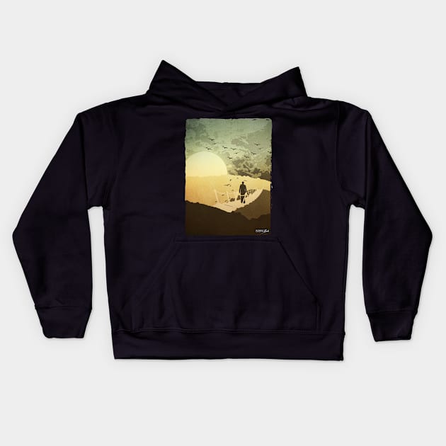 Walking Towards The Edge Of The Earth Kids Hoodie by RNStudioMTL